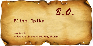 Blitz Opika névjegykártya